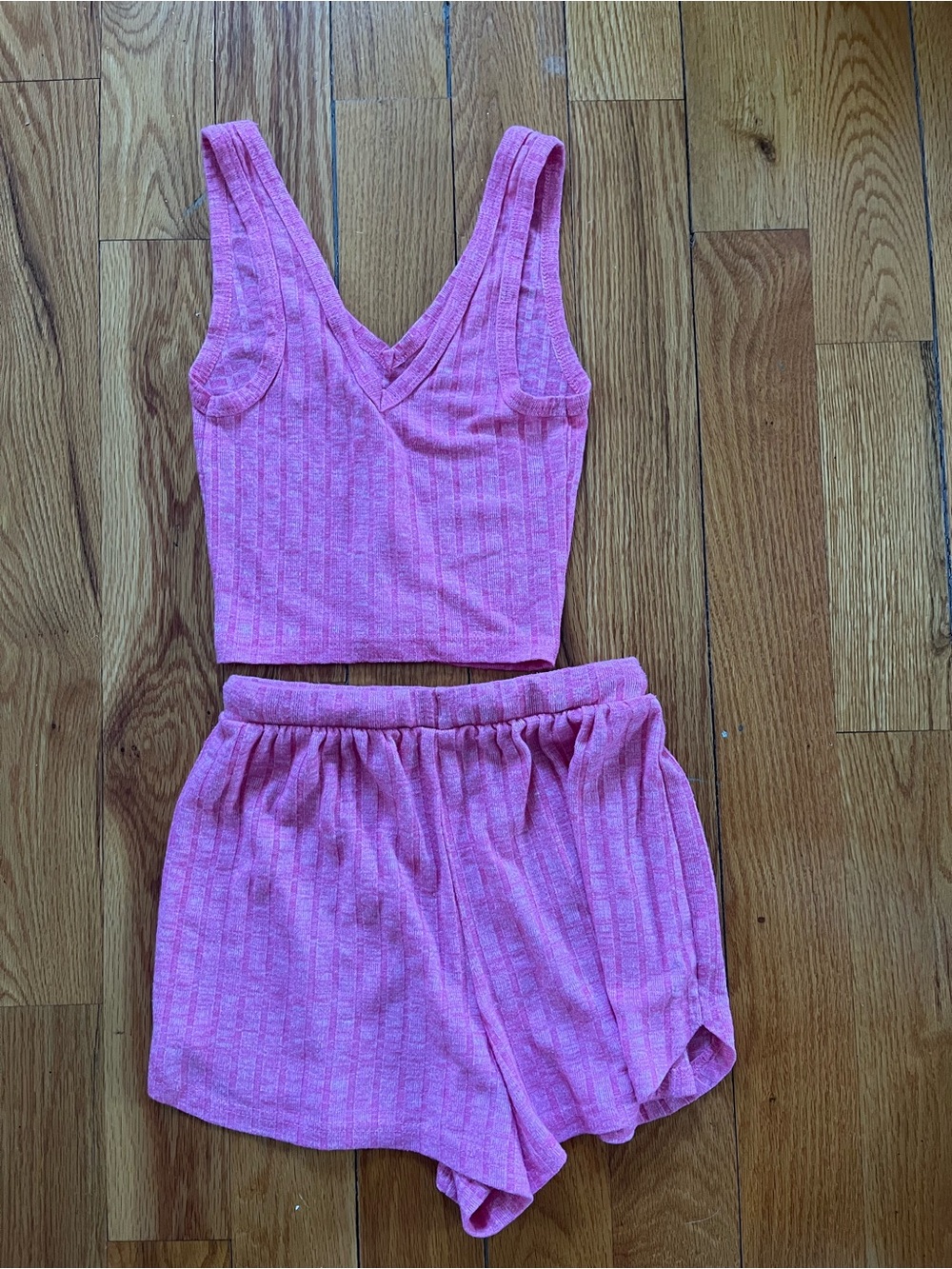 NOBO Pink Ribbed V-Neck Tank & Drawstring Pajama - Picture 2 of 4